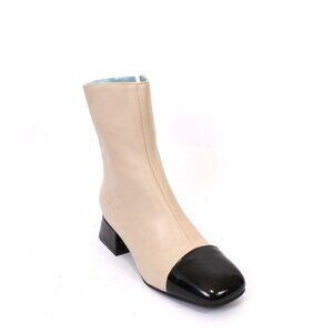Maison Raro 5539 Beige / Black Leather Ankle Heel Boots